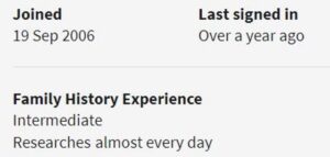 Ancestry profile of a deceased member